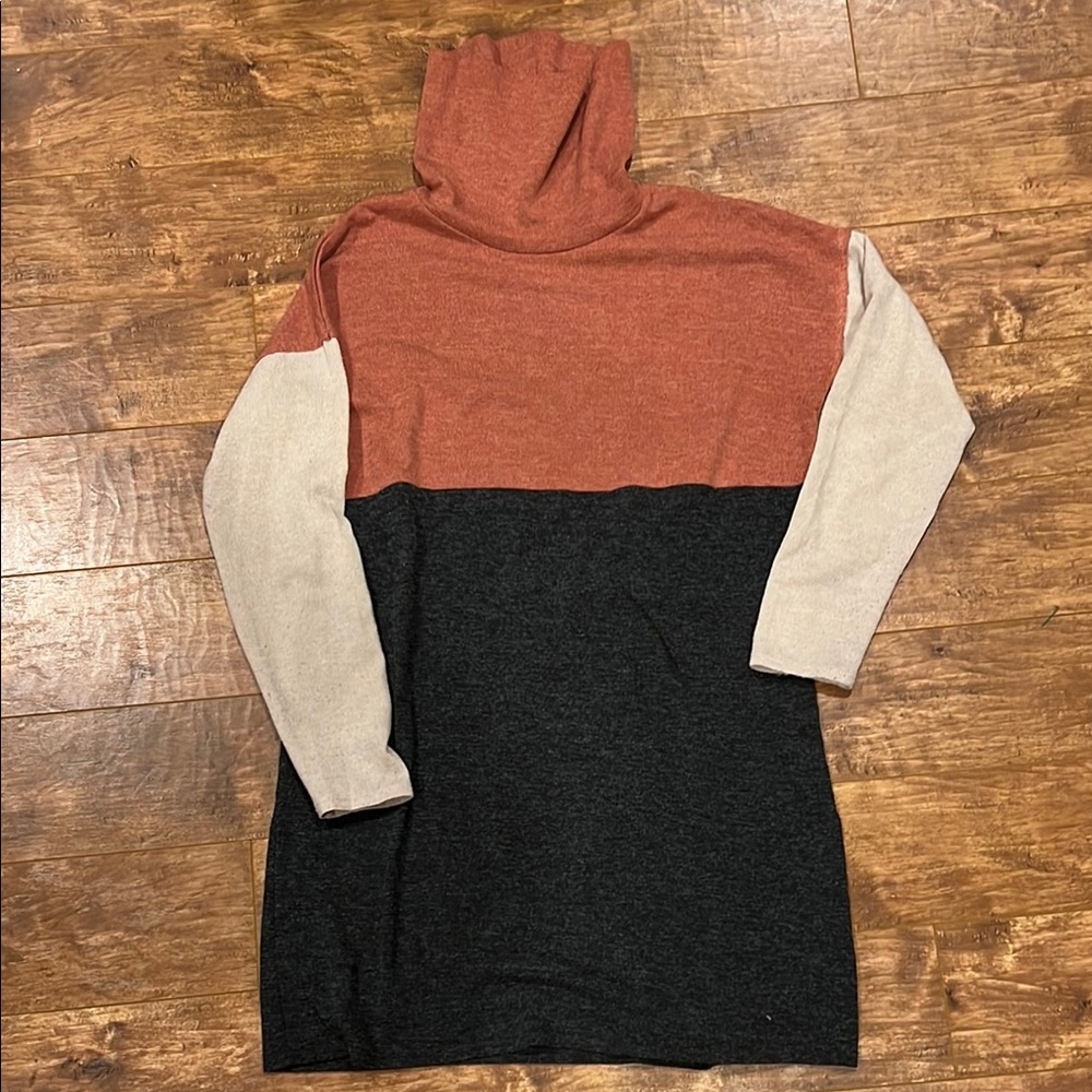 Colorblock Turtleneck Sweater Dress